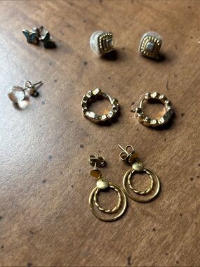 Gold-Tone Double Hoop Drop Earrings - Women Jewelry